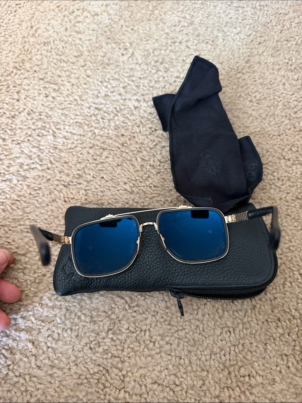 Men's Gold  Chrome Hearts Frame Sunglasses with Gradient Smoke Lenses